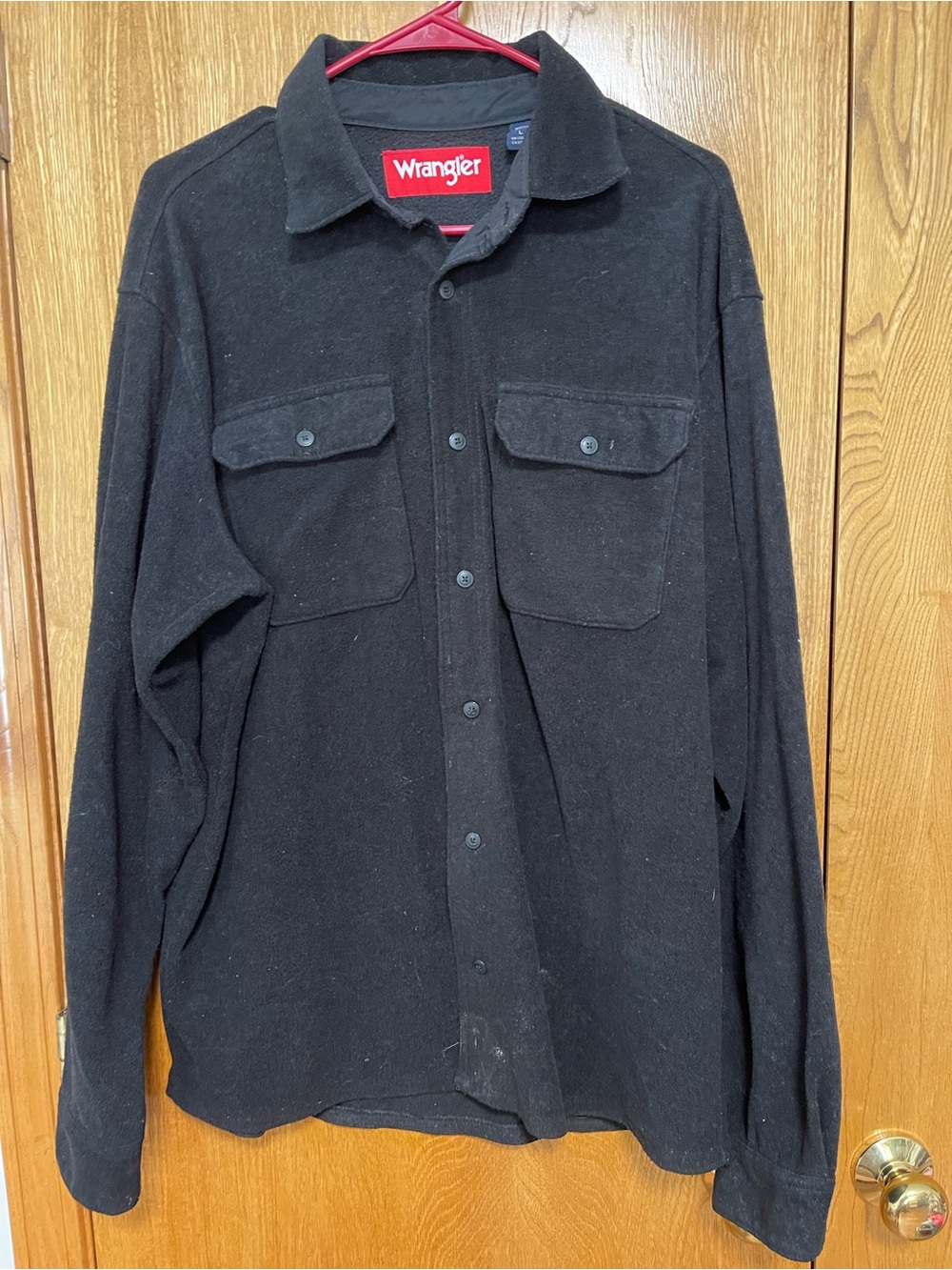 Wrangler Black Lightweight Fleece Shirt Jacket